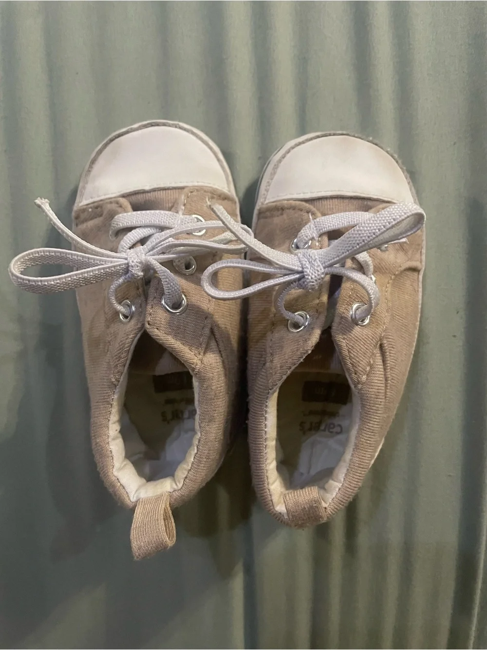 Carter's Tan Canvas Lace-Up Baby Sneakers with White Toe